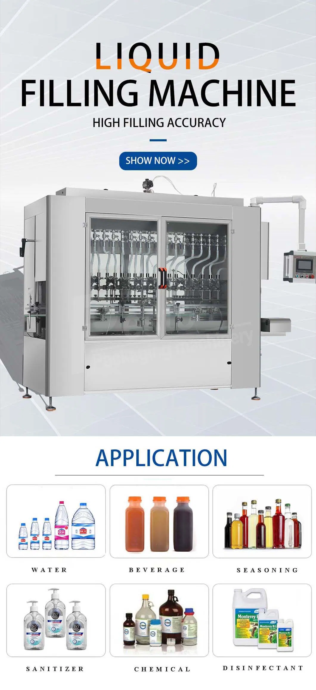 Automatic Spring Drinking Pure Water Juice Carbonated Liquid Filling Machine