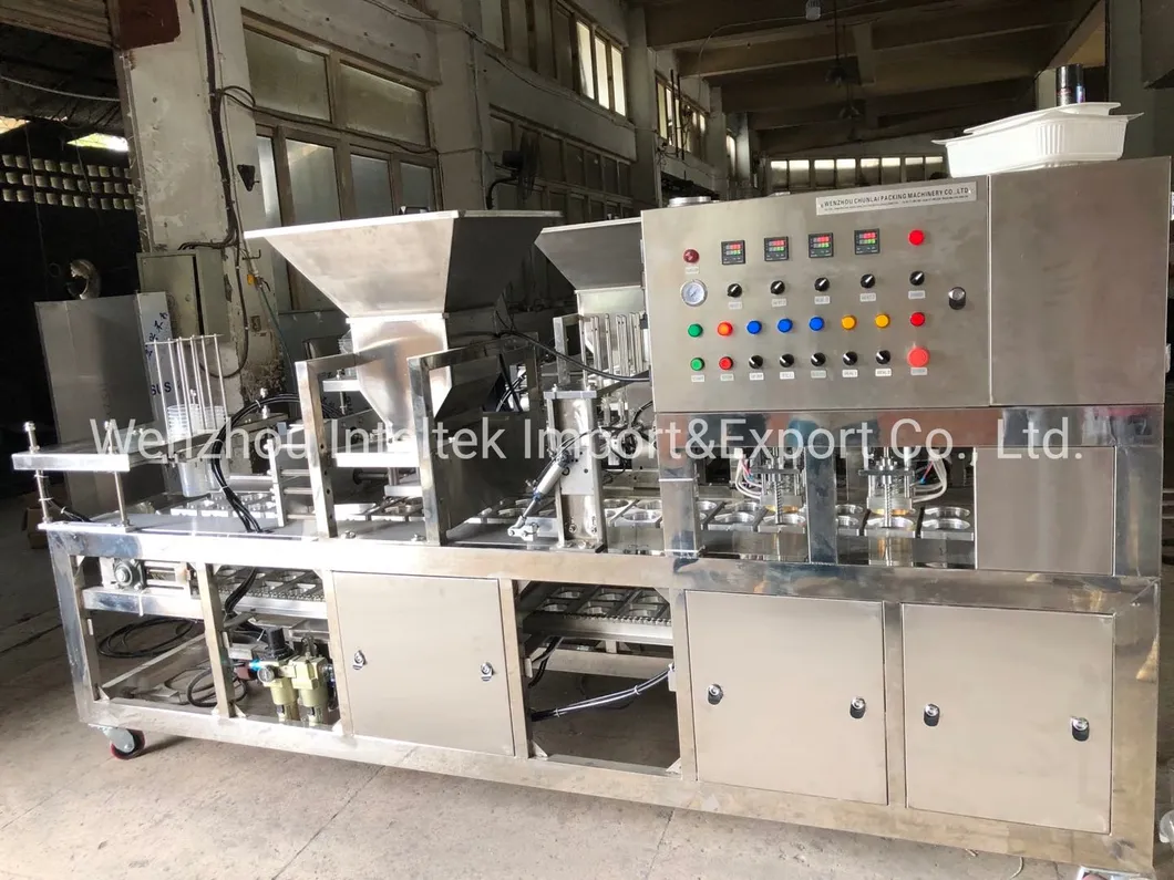 Automatic Straight Line Popcorn Nut Granule Cup Filling and Sealing Machine