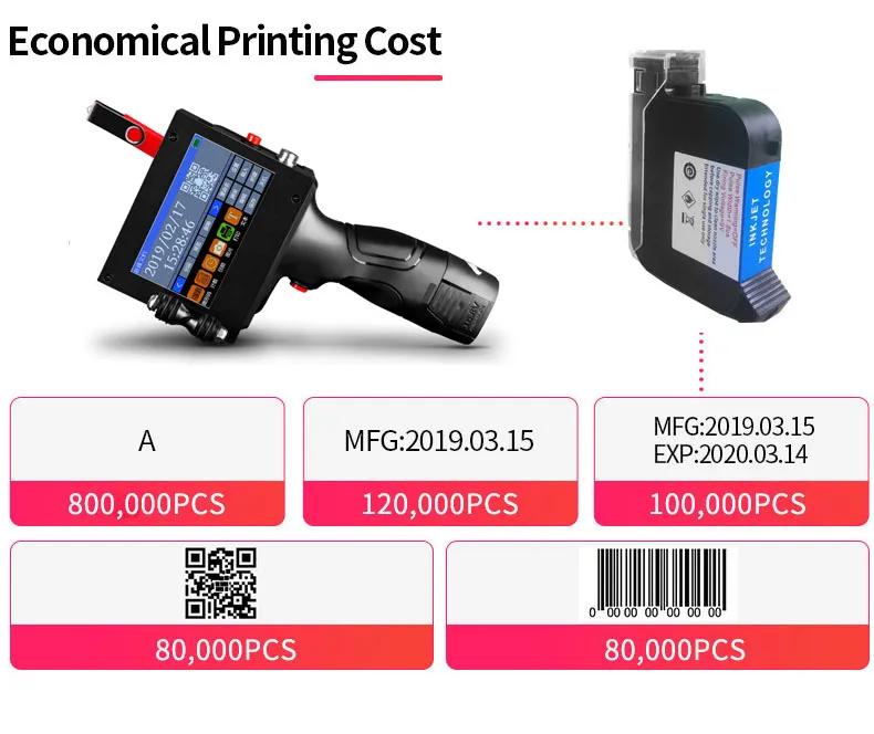 Coditeck High Speed 12.7mm Inkjet Printer Coding Machine with Photoelectric Sensor and Stand