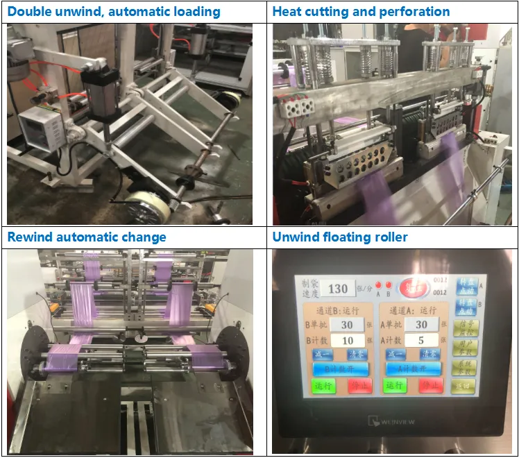 Double Line Coreless in Roll Plastic Garbage Bag Making Machine