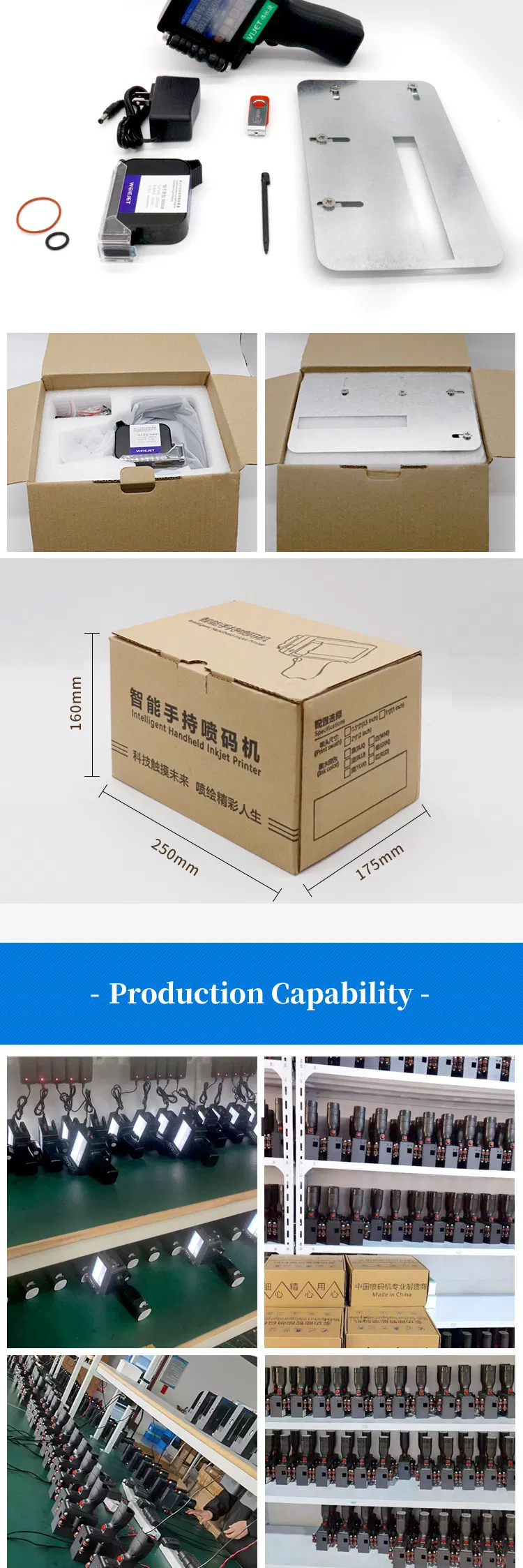 Factory Price Multi Launguage Handjet Printer Wl100 Portable Printer Date/Barcode Printer