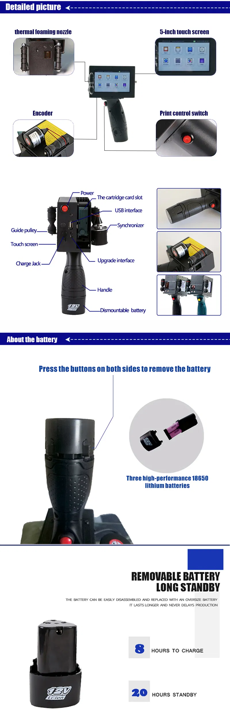 Faith 600dpi High Speed Handheld Inkjet Printer for Package Boxes