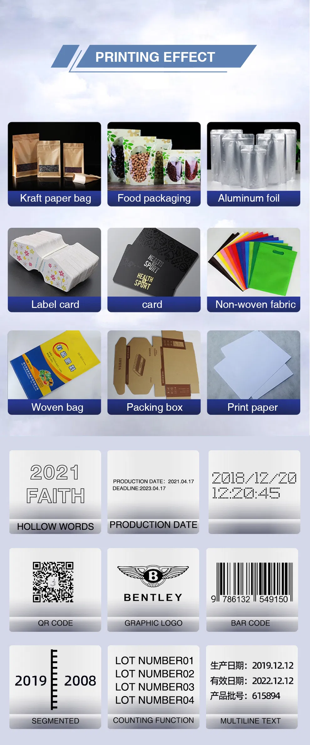 Faith Hot Selling Portable Handheld Inkjet Printer for Plastic Bag Handjet Printer Qr Code Barcode Expire Date