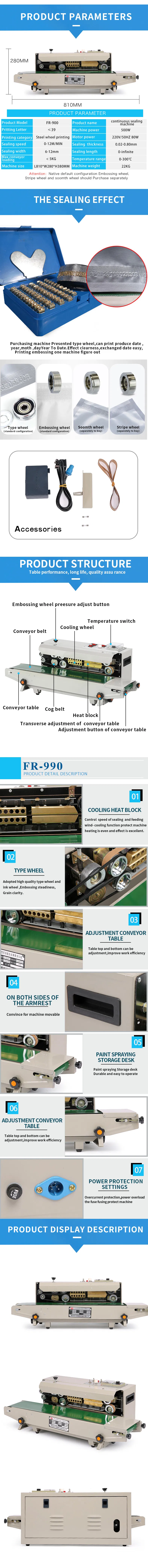 Fr900 Horizontal Heat Plastic Bag Pouch Sealer Automatic Continuous Sealing Shrink Sleeve Seaming Machine