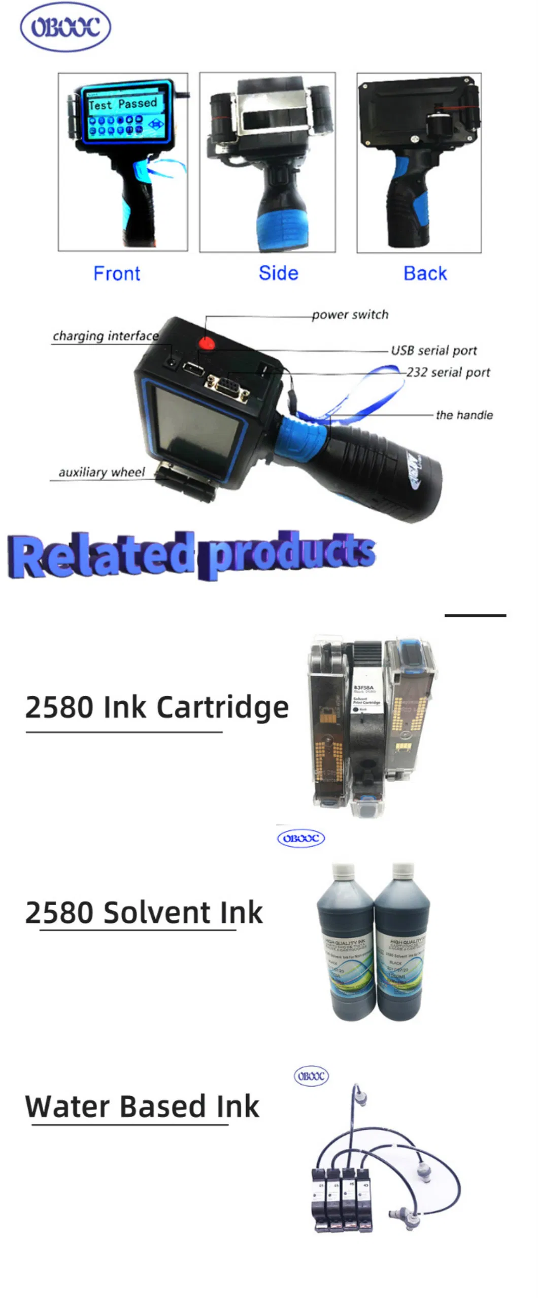 Handjet Portable Inkjet Batch Code Printer on Wood/Metal/Plastic/Carton