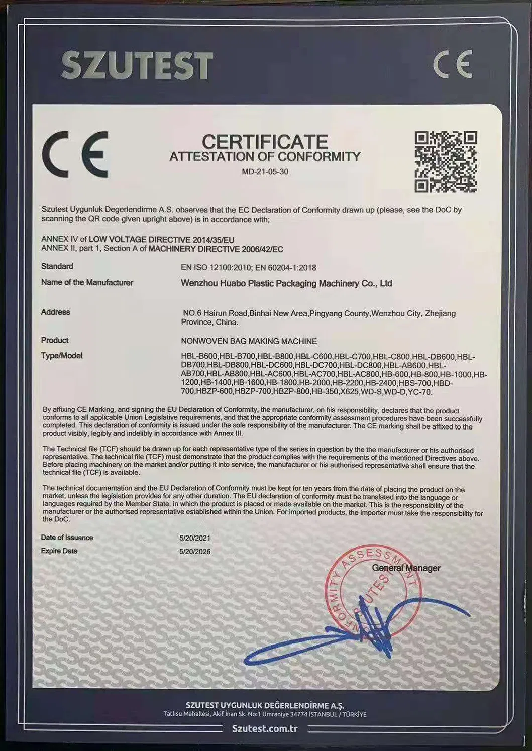 Huabo Automatic Non Woven Bag Making Machinery