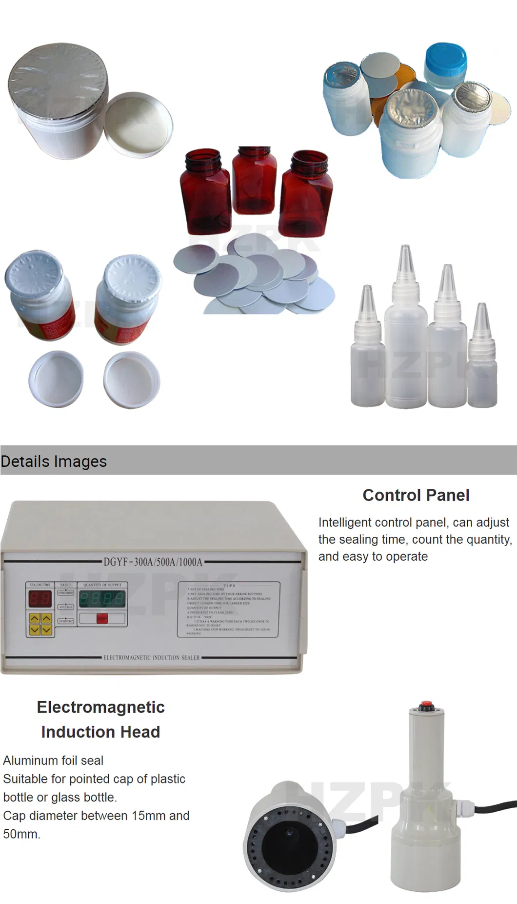 Hzpk Dcgy-300 Bottle Aluminum Foil Induction Sealing Machine