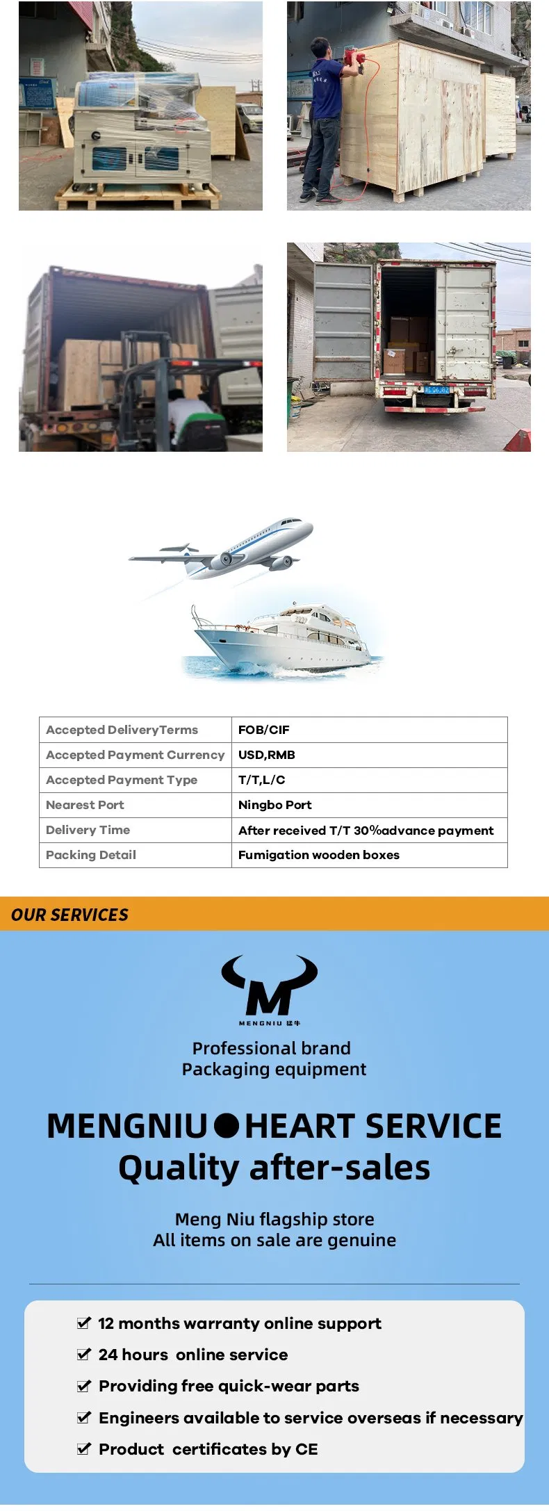 Online Service Fish, Meat Mengniu Fumigated Wooden Case Cookie Packaging Machine Sealer