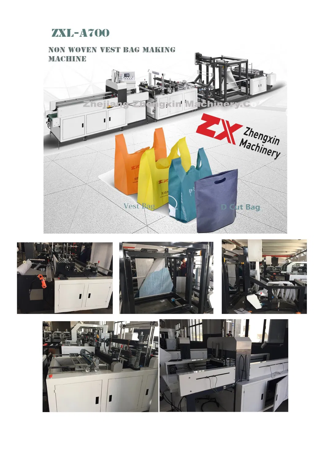 PP Non Woven Biodegradable Bag/Reusable Bag /Shopping Bag/D Cut Bag/Handle Flat Bag/T Shirt Bag/Fabric Bag/Recyclable Box Bag/Paper Making Machine (ZXL-A700)