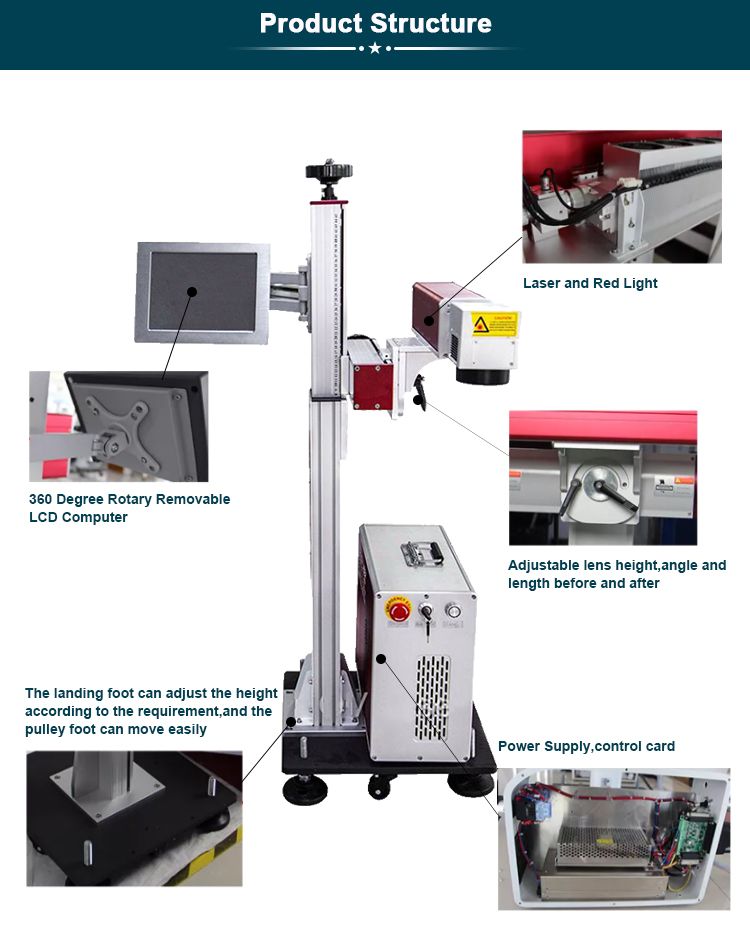 Table Desk Fly Fiber Laser Marking Machine 20W 30W 50W Laser Engraver Pl2