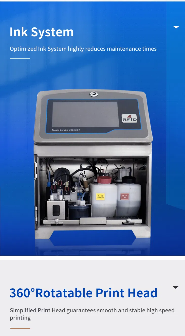 Touch Screen Cij Printer Tx600 Inkjet Printer Printing Machine for Plastics/Aluminum