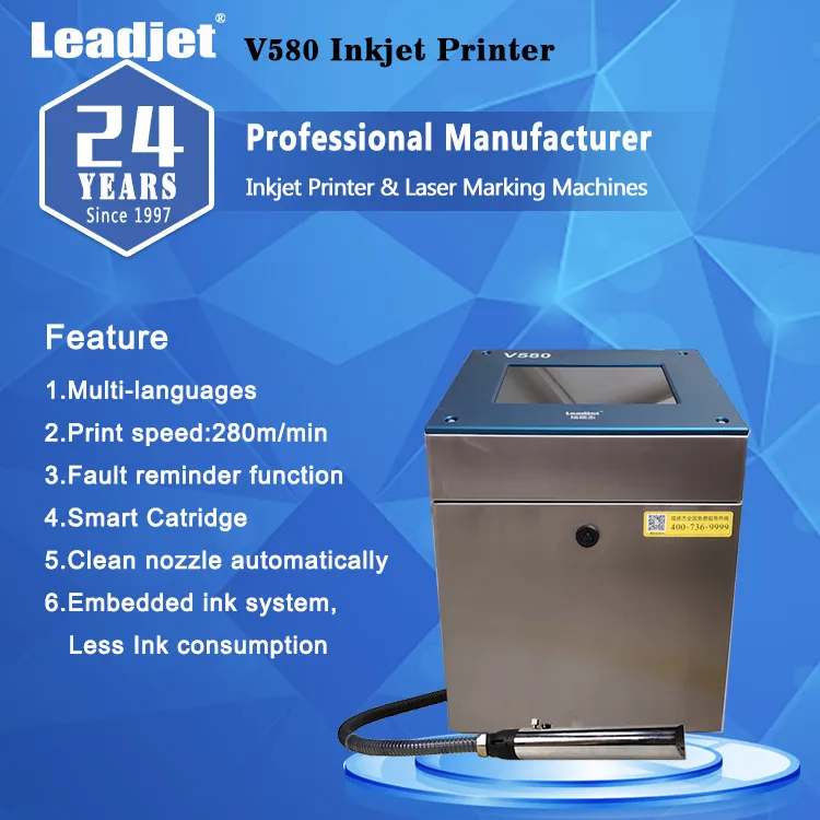 V580 Arabic System Food Packages Inkjet Coding Machine