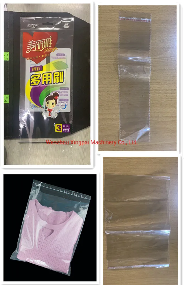 Xingpai Brand PLA Automatic Sides Hot Seal Bag with Adhesive Tape Biodegradable Courier Bag Making Machine with Spray Glue Device