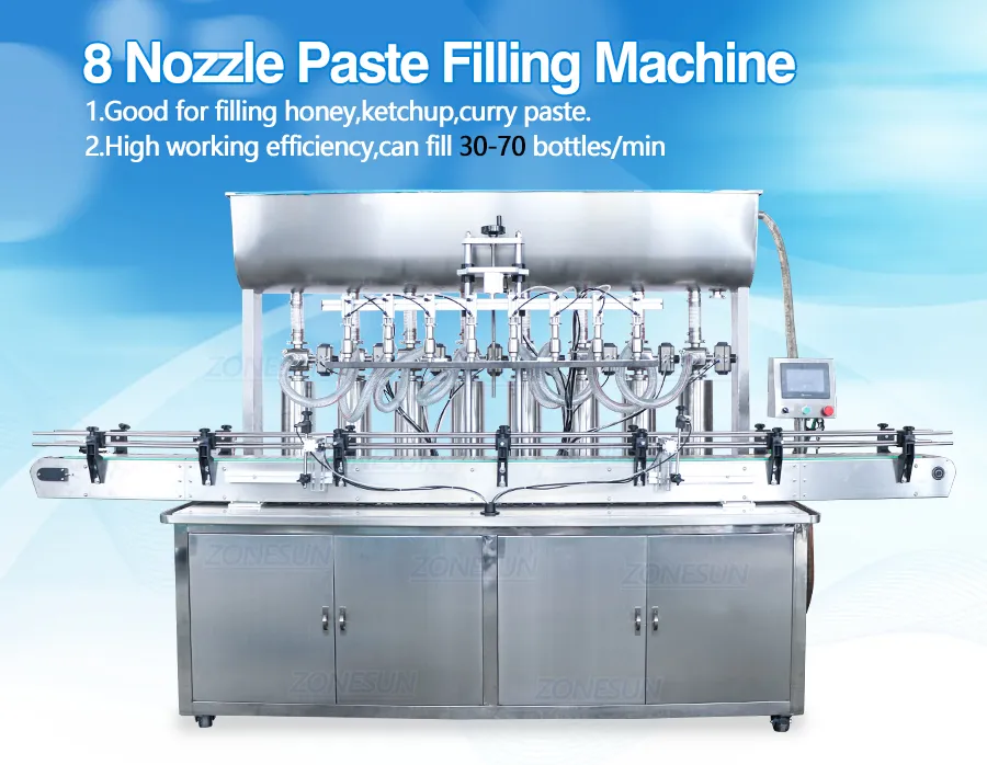 Zonesun Yt8t-8g Automatic Honey Fruit Juice Soap Detergent Paste 8heads Bottle Filling Machine Line with Cheap Price Filling Machinery
